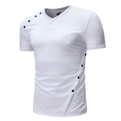 

New Men\s Fashion Personalized Button Design Casual Short-Sleeved T-Shirts