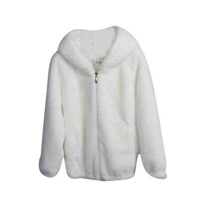 

Roseonmyhand Women Winter Warm Thick Coat Solid Caps Hooded Wool Jacket Cardigan Loose Coat