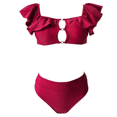 

Roseonmyhand Womens Two Piece Ruffles Sexy Split Swimsuit Bikini Swimsuit Beachwear