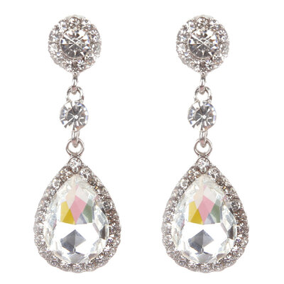 

Party Fashion Women Shiny Rhinestone Inlaid Waterdrop Long Dangle Stud Earrings