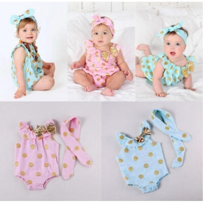 

Newborn Baby Girls Clothes Polka Dot Bodysuit Romper Jumpsuit Outfit Sunsuit