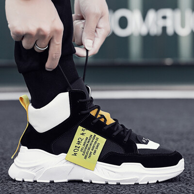 

2019 new autumn Gaobang tide shoes mens sports&leisure high to help Korean version of the wild network red tooling Martin mens shoes