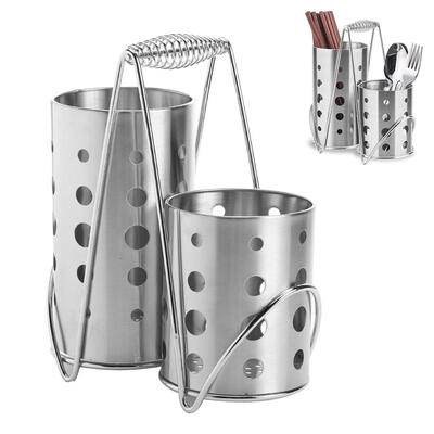 

1SET Supplies Stainless Steel Chopsticks Cage Tube Storage Box Drain Rack