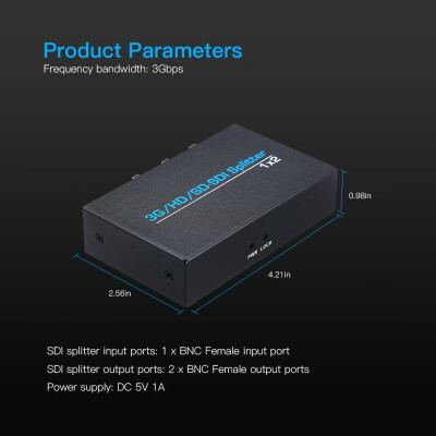 

SDI Splitter SDHD 3G SDI 1x2 Splitter 1 Input&2 Output up to 300m985ft Signal