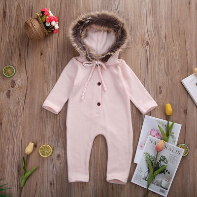 

Newborn Infant Baby Girls Boys Winter Clothes Hooded Romper Jumpsuit Outfits