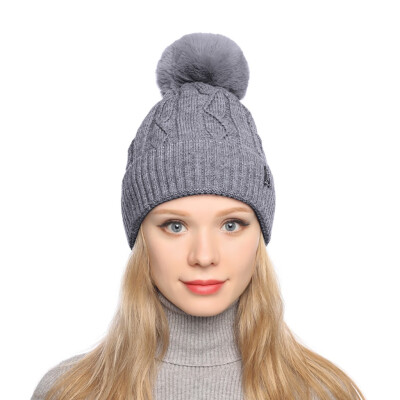 

Tailored Fashion Women Curling Letter Cap Hat Winter Warm Thickened Knitted Ball Cap