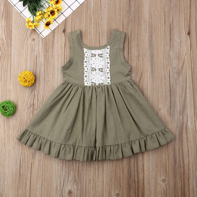 

Toddler Baby Sister Girls Sleeveless Vest Lace Princess Dress Backless Dresses
