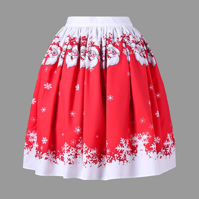 

Roseonmyhand Womens Sexy Christmas Santa Printed Swing Performance A-Line Loose Skirt
