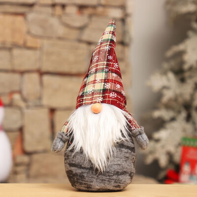 

Handmade Christmas Gnome Santa Plush Doll Tabletop Figurine Ornament Holiday Decoration