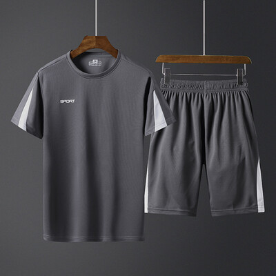 

Toponeto Mens Casual Fitness Fast Drying Elastic Short Sleeve Short Pants Sports Suit