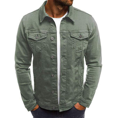

Mens Autumn Winter Long Sleeve Coat Jacket Jean Lapel Warm Casual Solid Color