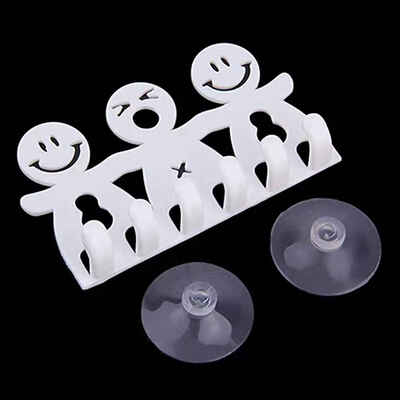 

Smiling Face Cartoon Wall Sucker Toothbrush Rack Holder Plastic Home Bathroom Organizer Tool