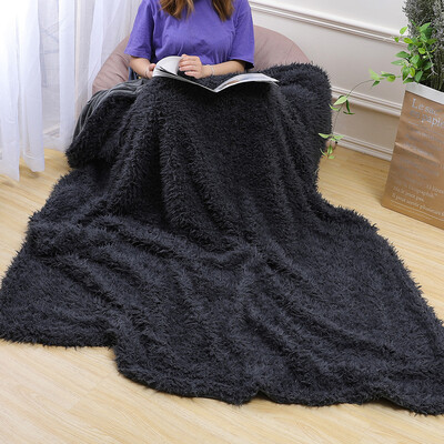 

Brown Blanket for Bed Sofa Bedspread Soild Color Throws Long Shaggy Soft Warm Bedding Sheet Winter Warm Blankets