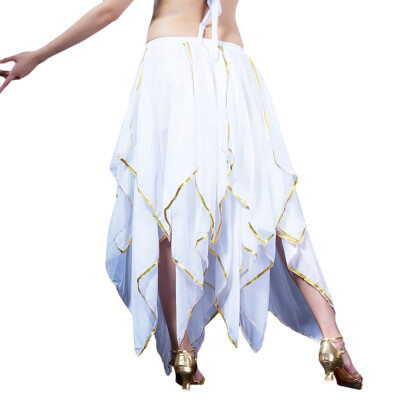 

Roseonmyhand Women Sequin Side Split Skirt Chiffon Belly Dance Performance Skirt