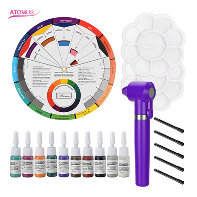

〖Follure〗Professional Tattoo Nail Pigment 12 Color Wheel Paper Card Delivers Three