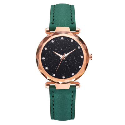 

Star watch Korean fashion casual luxury diamond ladies watch high-end ladies fashion PU quartz watch