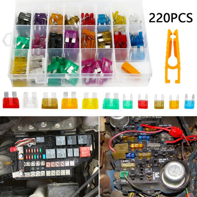 

220pcs Car Blade Fuses Assortment Kit Automotive Fuses Standard & Mini Car Boat Truck SUV Automotive Replacement Fuses