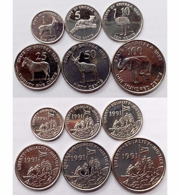 

6 PCS SET State of Eritrea Coins Africa
