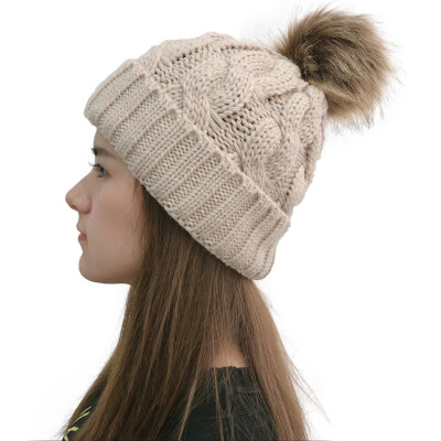 

Tailored Women Casual Solid Stitching Outdoor Plush Ball Hats Crochet Knit Beanie Cap