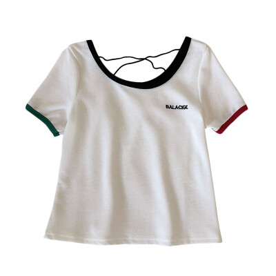 

t shirt women Summer Concise Casual All-match Letter Printed Short Sleeve Slim Fit T-shirts