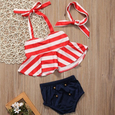 

Stripe Toddler Kids Baby Girls Swimsuit Swimwear Bathing Suit Tankini Bikini Set