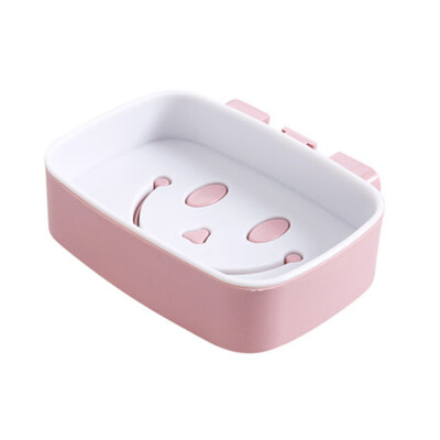 

Toponeto Smile Face Wall-Mounted Soap Holder Bathroom Storage Box Drain Soap Dish Sucker