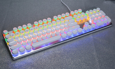 

RGB Mechanical Gaming Keyboard Retro Steampunk Typewriter Keyboard with 104 Round Keycaps for PC&Laptop