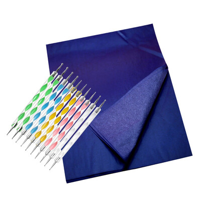 

〖Follure〗200 Carbon blue Transfer Tracing Drawings And 10 Ball Embossing Pens