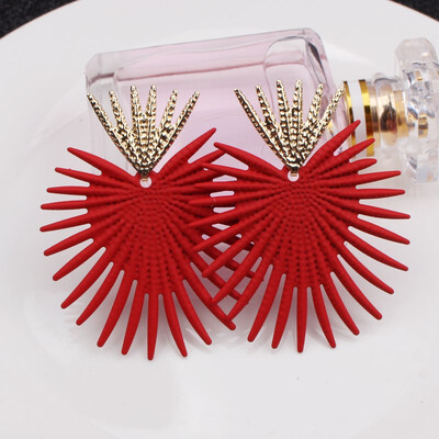 

EK302 Geometric Irregular Drop Earring for Women European Fashion Fan Leaf Earrings Exaggerated Metal Earrings Party Jewelry