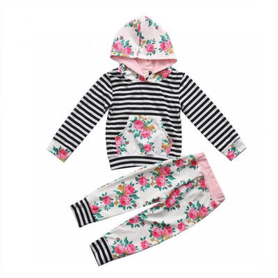 

Floral Newborn Baby Boy Girl Hooded Tops Long Pants Leggings Clothes Outfit Set
