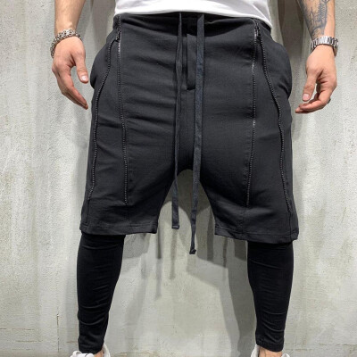 

2019 New Arrival Summer Men Double Hip Hop Short Trousers Slim Cool Sports Male Shorts