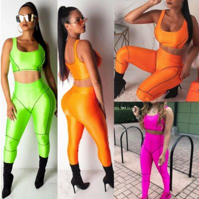

New Women Sport Gym Yoga 2Pcs Vest Bra Sports Legging Pants Outfit Wear Set
