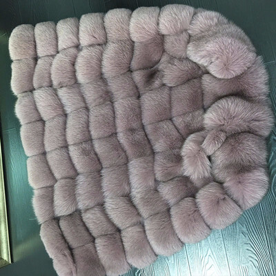 

Real fur long coat winter womens coat warm natural fox fur jacket furry striped fashion design hot sale discount price