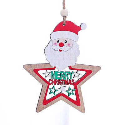 

Siaonvr Wooden star painted pendant Christmas tree decoration accessories hanging pieces