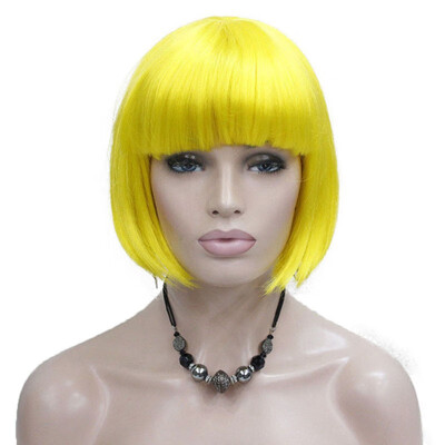 

StrongBeauty Short Straight BOB Colored Wigs Cosplay Wigs with Neat Bangs Synthetic Wig COLOUR CHOICES