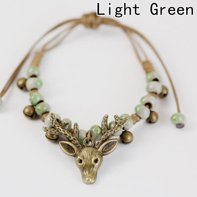 

2pcsset Deer Head Bracelet Handmade Special Bracelet National Wind Fashion Vintage Ceramic Jewelry