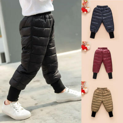 

Kids Boy Girl Winter Warm Elastic Waist Pants Outdoor Thicken Snow Trousers New