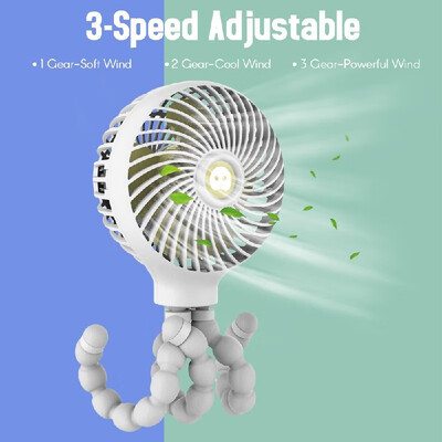 

Mini Stroller Electric-fan Octopus Fan 3 Speed Adjustable for Office Room Baby Room Outdoor Powerful Quiet Blades Flexible Bracket