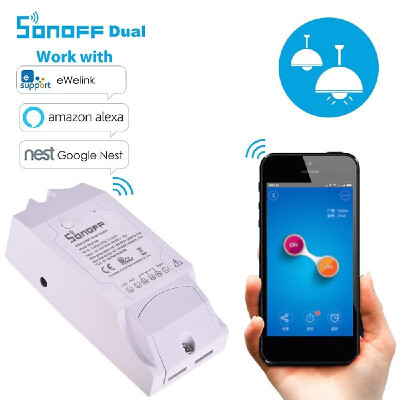 

Sonoff Dual R2 WiFi Wireless Smart Switch 2 Gang Smart Home Wifi Remote Controller Works With Google Home Alexa