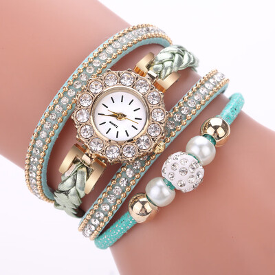 

Korean fashion trend diamond casual circle watch personality pearl point diamond English watch
