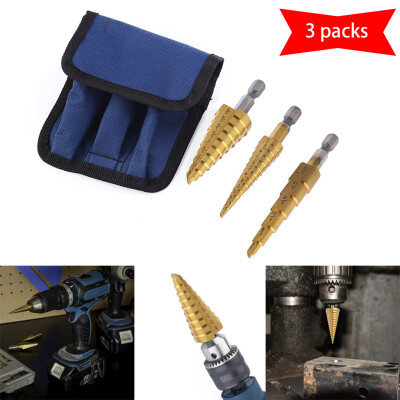 

〖Follure〗High Speed Steel Step Drill Bit Sets Multiple Hole Step Drill 3Pcs