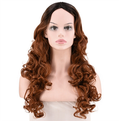 

Gobestart Women Natural Party Cosplay Long Wave Wig Mix Colors Curly Wavy Synthetic Wigs