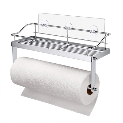 

〖Follure〗Adhesive Paper Towel Holder With Shelf Storage Wall Basket For KitchenBathroom