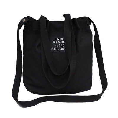 

Women Solid Color Letter Print Large Capacity Tote Crossbody Shoulder Canvas Bag