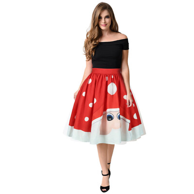 

Roseonmyhand Christmas Snowman Xmas Tree Santa Claus Wintersweet Print Ombre Skirt