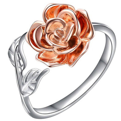 

Rose Flower Ring For Women Adjustable Wrap Open Ring Rings