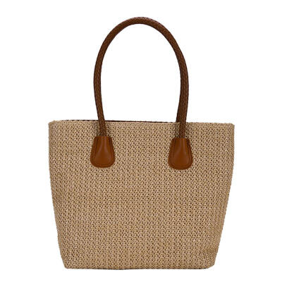 

Straw Woven Shoulder Handbags Women Knitting Top-handle Bags Shopping Totes