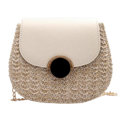 

Elegant Contrast Color Clutch Women Flap Shoulder Messenger Woven Handbag