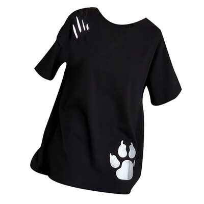 

Summer Womens Style Design Korean Style Loose Round Neck Cartoon Bear Print Short Sleeve Pullover T-Shirt