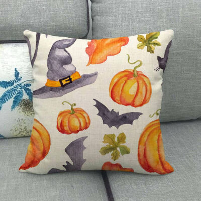 

1pcs Pumpkin Print Cotton Linen Cushion Cover Pillow Case Sofa Home Cat Lovely